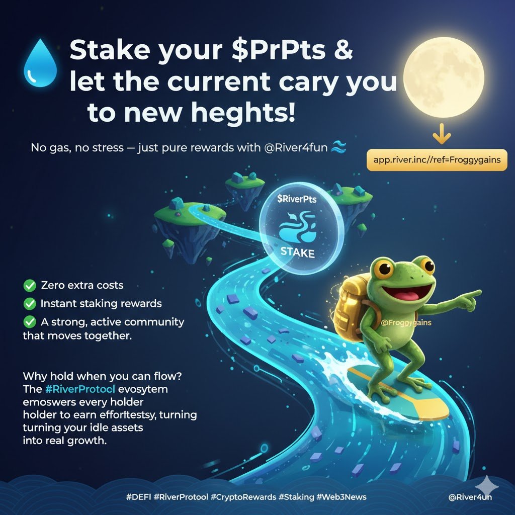 Froggygains's tweet image. 💧 Stake your $RiverPts &amp;amp; let the current carry you to new heights!
No gas, no stress — just pure rewards with @River4fun  🌊
Why hold when you can flow?
The #RiverProtocol ecosystem empowers every holder to earn effortlessly, turning your idle assets into real growth.

✅ Zero…