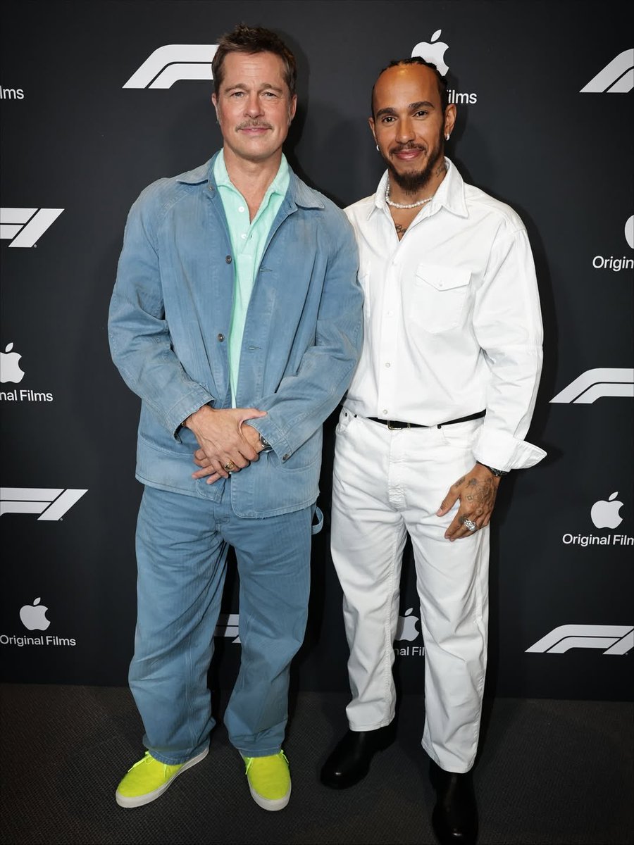 GazzettaFerrari's tweet image. Brad Pitt and Lewis Hamilton 🔥