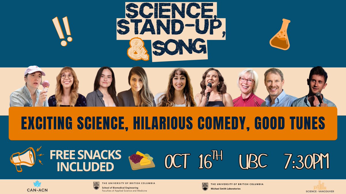 🚨THIS WEEK!!! 🔥Only a few tickets left here: bit.ly/sciencestandup… 

<a href="/nika_shakiba/">Nika Shakiba</a> 
<a href="/PZandstra/">Peter Zandstra</a> 
<a href="/CAN_ACN/">CAN ACN</a> 
<a href="/ubcmsl/">Michael Smith Labs</a> 
<a href="/UBC/">University of British Columbia</a> 
<a href="/ScienceVancity/">Science in Vancouver</a> 

#Vancouver #scicomm