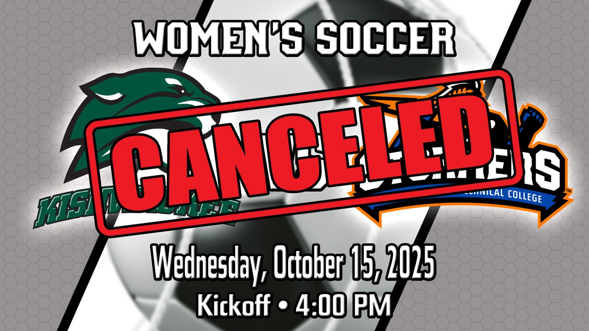 MATC_Athletics's tweet image. Women&apos;s Soccer Match Against Kishwaukee College Has Been Canceled 

Full Story: matcstormers.com/news/2025/10/1…