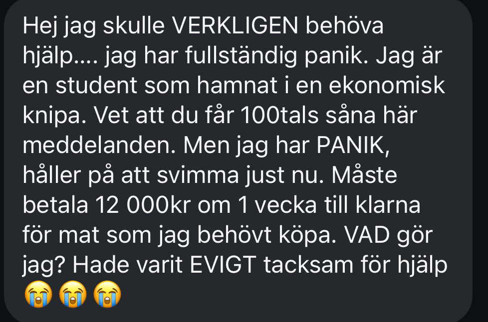 Vad hade du gett för råd till denna följare? 12000kr mat på klarna 🤔?