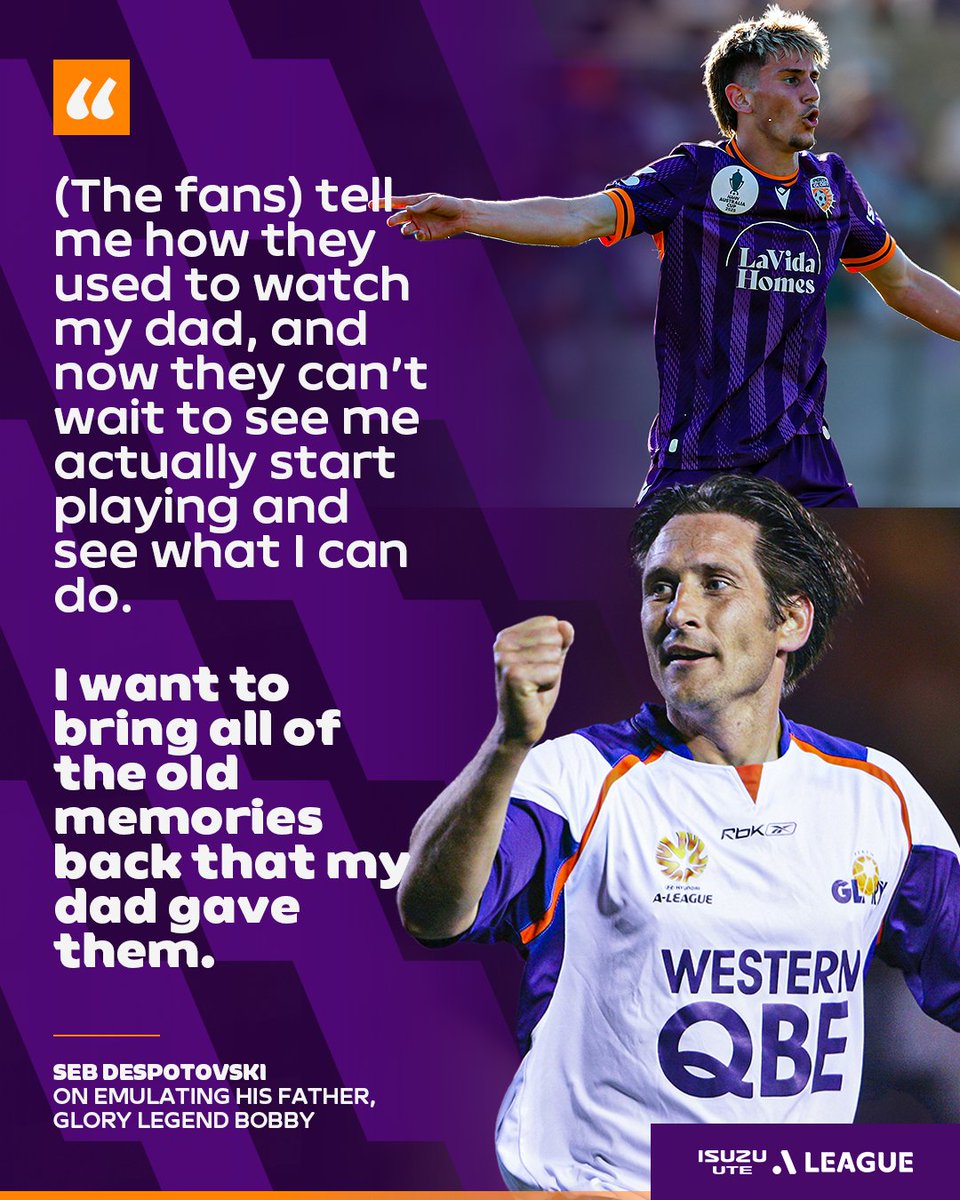 aleaguemen's tweet image. A beautiful father-son A-Leagues story will write a new chapter this season 🥹💜 At 19, Seb Despotovski already gets it.
After getting his first taste of the Isuzu UTE A-League last season, the son of a Perth Glory gun is ready to follow in his fathers footsteps this year 🙌…