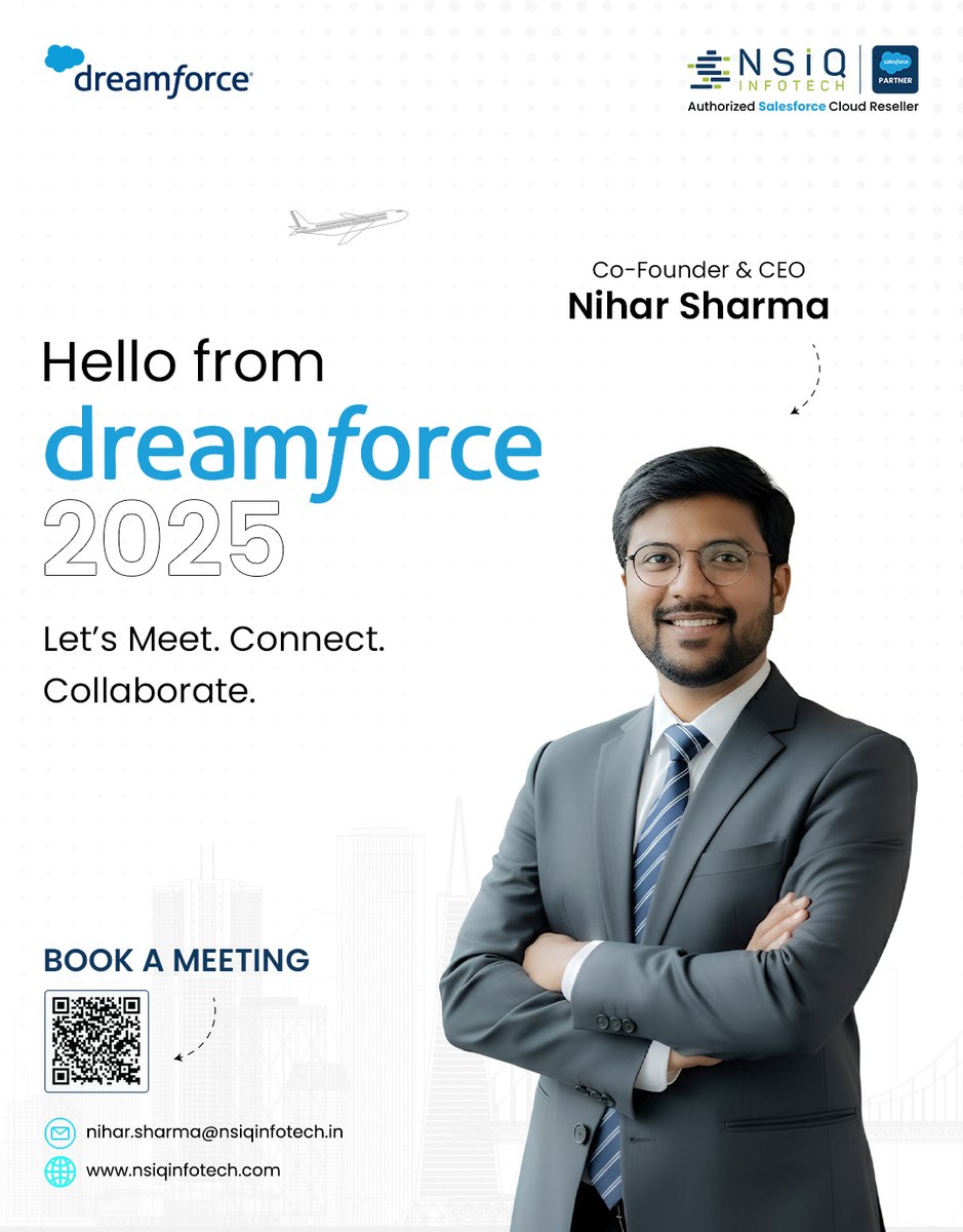 InfotechNsiq's tweet image. 🚀 Excited to be at Dreamforce 2025!
Let’s Meet. Connect. Collaborate. 🤝
#Dreamforce2025 #SalesforcePartner #NSIQInfotech #TechInnovation #MeetConnectCollaborate #BusinessGrowth #SalesforceCloud #Networking #Leadership #DigitalTransformation