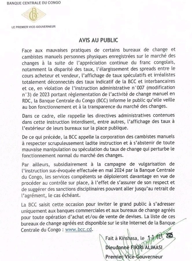 Dynamiquedjs's tweet image. #RDC - #BCC |
La BCC, annonce des mesures de contrôle renforcées contre les bureaux de change et les cambistes manuels qui se livrent à des pratiques illicites.
Pendant que le taux de change à l&apos;indicateur est de 2300 FC le dollar, les cambistes véreux troquent le dollar…