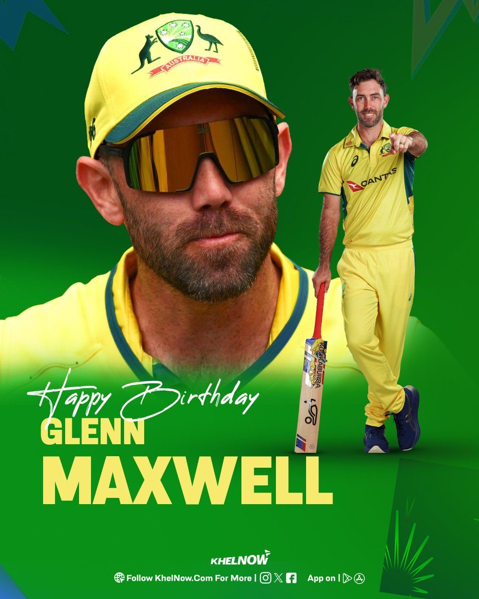 Khelnowcricket's tweet image. Happy Birthday to the Big Show 🎂💥
Glenn Maxwell — the man who can change a game in a few overs 🇦🇺💚

#GlennMaxwell #TheBigShow #HappyBirthday