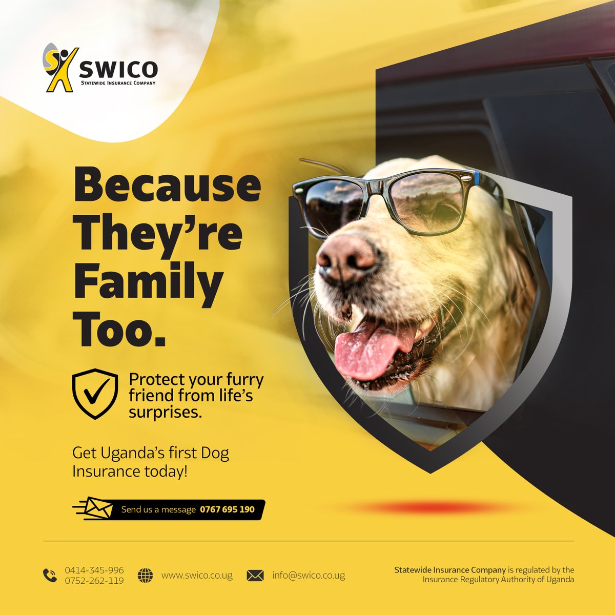 swico_uganda's tweet image. Whether for companionship, security, or breeding — every dog deserves protection. 🐾
Get SWICO Dog Insurance today and keep your loyal friend covered for life’s surprises.
#SWICO #DogInsurance #SecureWithSWICO