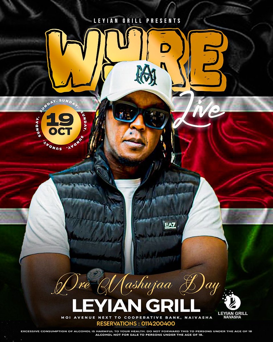 🔥 It’s going down this Sunday! The Legend <a href="/WyreDaLoveChild/">Wyre</a> Live at Leyian Grills Naivasha 🎶
Let’s kick off the Mashujaa vibes early with good food, great music &amp; unmatched energy! 🇰🇪