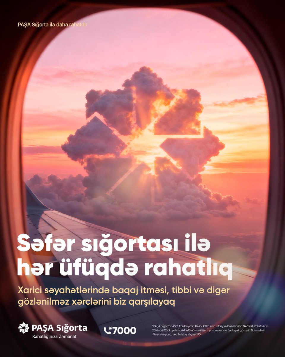 PASHA_Insurance's tweet photo. Səfər sığortası hər üfüqdə sənin rahatlığını düşünür, səyahət zamanı gözlənilməz hadisələrin büdcənə vura biləcəyi zərəri qarşılayır. 📷📷
📷 Onlayn əldə etmək üçün link: https://t.co/ZpFcY9i2MY...
📷 *7000 - Sığorta məsləhətləri xətti
#PAŞASığorta #SəyahətSığortası #Sığorta https://t.co/XMq3X7EIqG