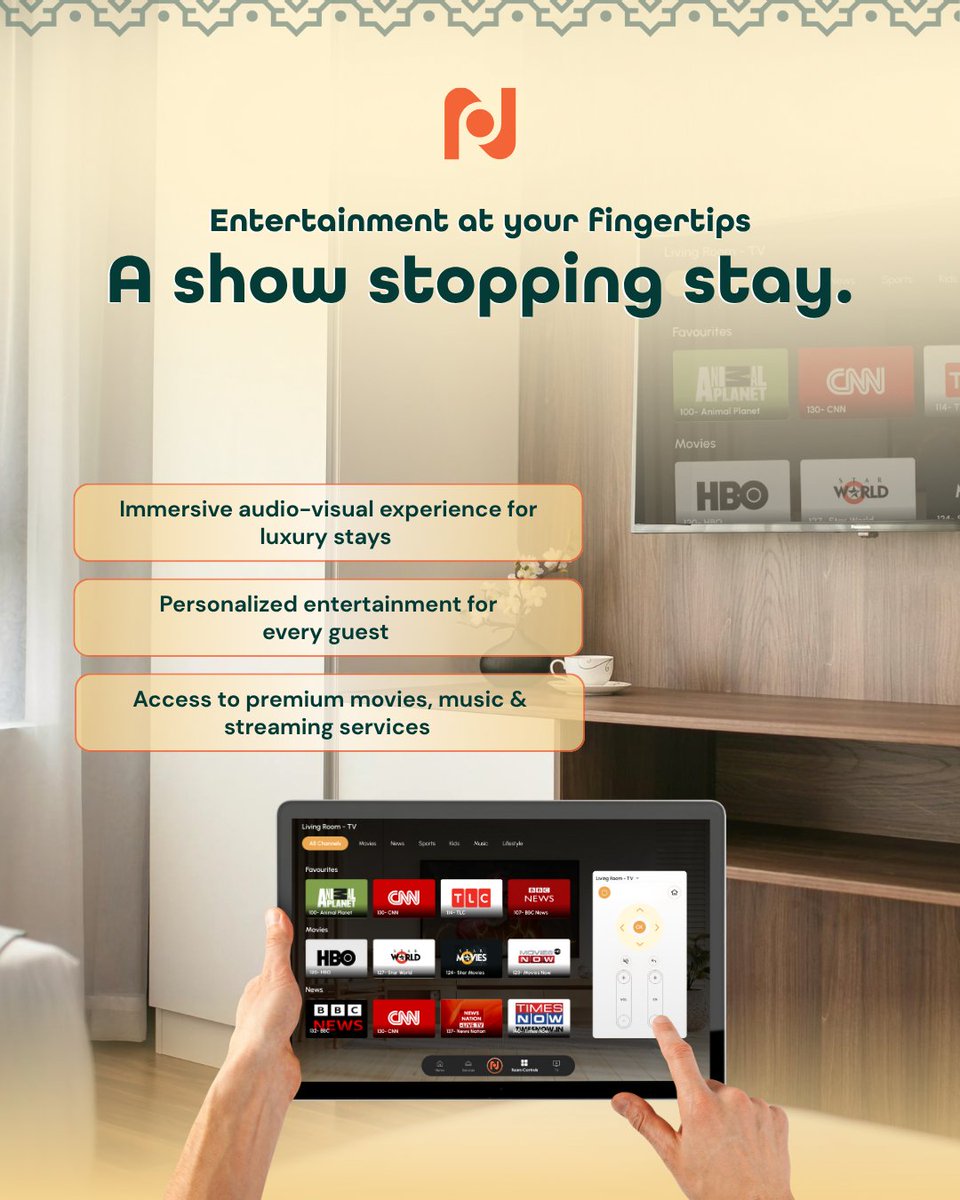 ntouchai's tweet photo. Bring movies, music & streaming to every guest room. Smart, seamless, unforgettable.
#HotelTech #GuestExperience #nTouchAI https://t.co/QxX0Myyr1n