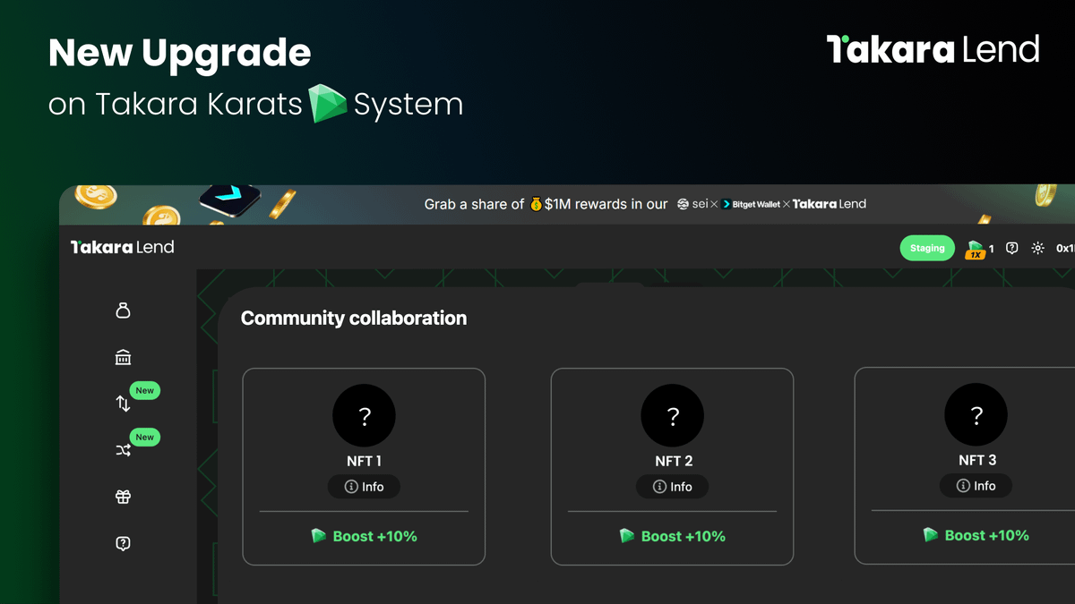We’re excited to announce the latest upgrade to Takara Karats💎 System: the launch of our Community Collaboration Section!

Takara is committed to building deeper connections with our partners — both on the technical and community fronts — to deliver richer experiences and