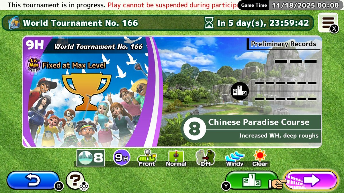 hanz_en's tweet photo. 【Nintendo Switch™】
World Tournament No. 166, Nov.18 - 23 at Chinese Paradise Course.
Once again, all character levels are maxed out for this tournament!
 
[Easy Come Easy Golf] available on Nintendo eShop!
https://t.co/oh822DytxN
 
#ECEG #EasyComeEasyGolf https://t.co/mrS28WoxPO
