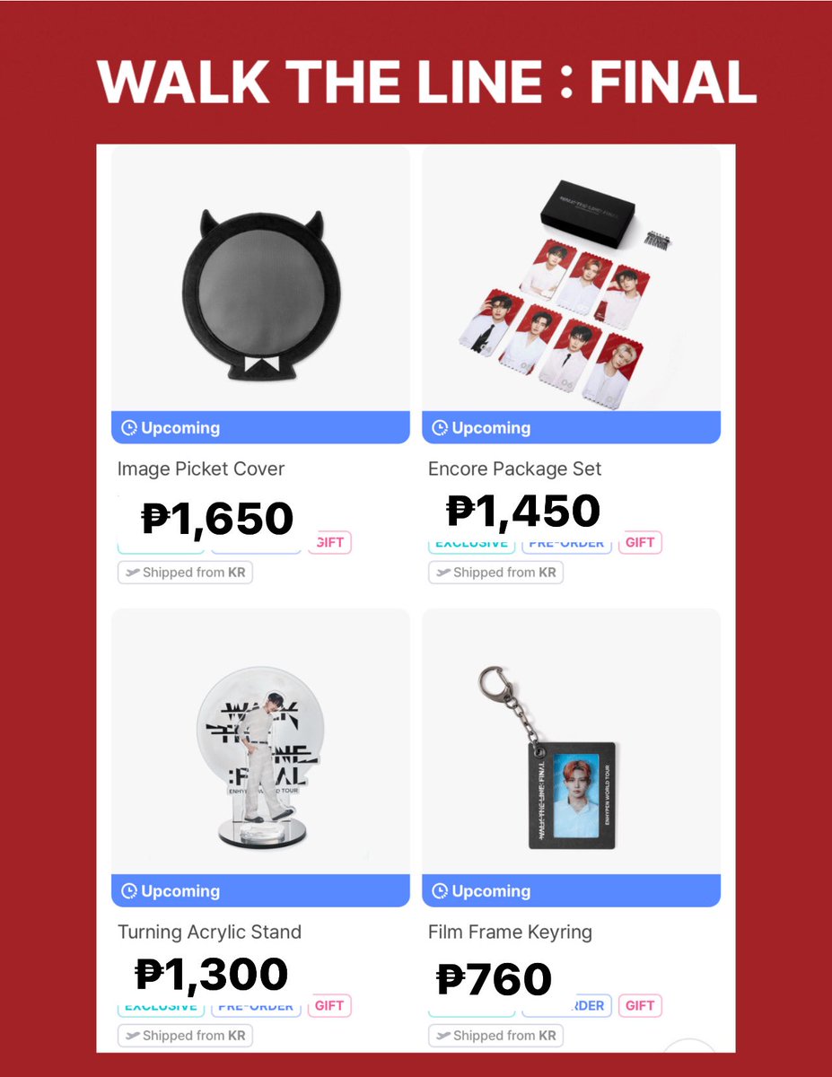 #SDPH_PREORDER

WTS LFB PH GO

ENHYPEN Walk the Line Final Official MD

posted price + lsf

₱500 per item DP PAYO
Bal once in PH
4-6 wks ETA after ship

Reply/DM to order