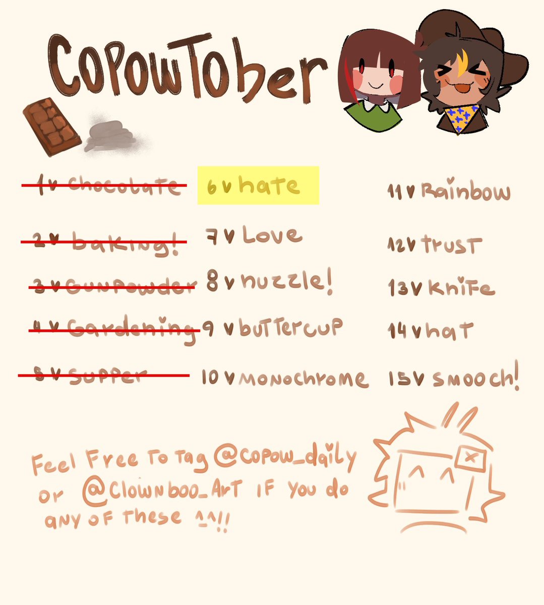 Blue12Gree72857's tweet image. CoPowTober: Hate #Cocoapowder #UTY #Clover #Chara #undertaleyellowart @Copow_daily @clownboo_Art