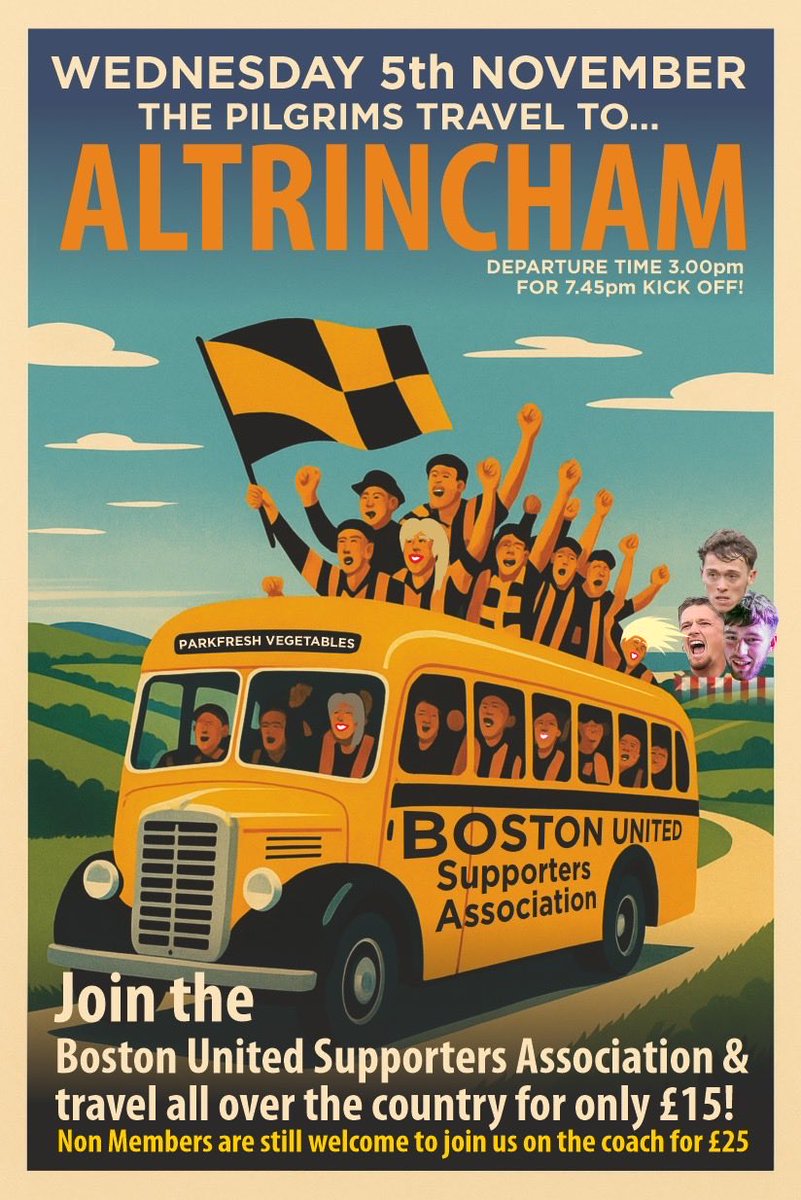 Who’s following Boston Away? With two away fixtures in the up coming weeks, we have some seats on both. If you haven’t ever been to an away match, come and see what it’s all about! The atmosphere is immense, seeing other grounds and just generally being with great people on the