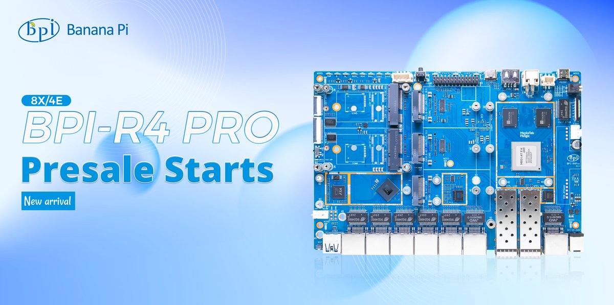 judyhuang9's tweet image. Meet the BPI-R4 Pro 🚀
Unleash 10G Networking and Wi-Fi 7 Performance in One Open Source Board.
You can pre-order here:
bpi-shop.com/products/banan…