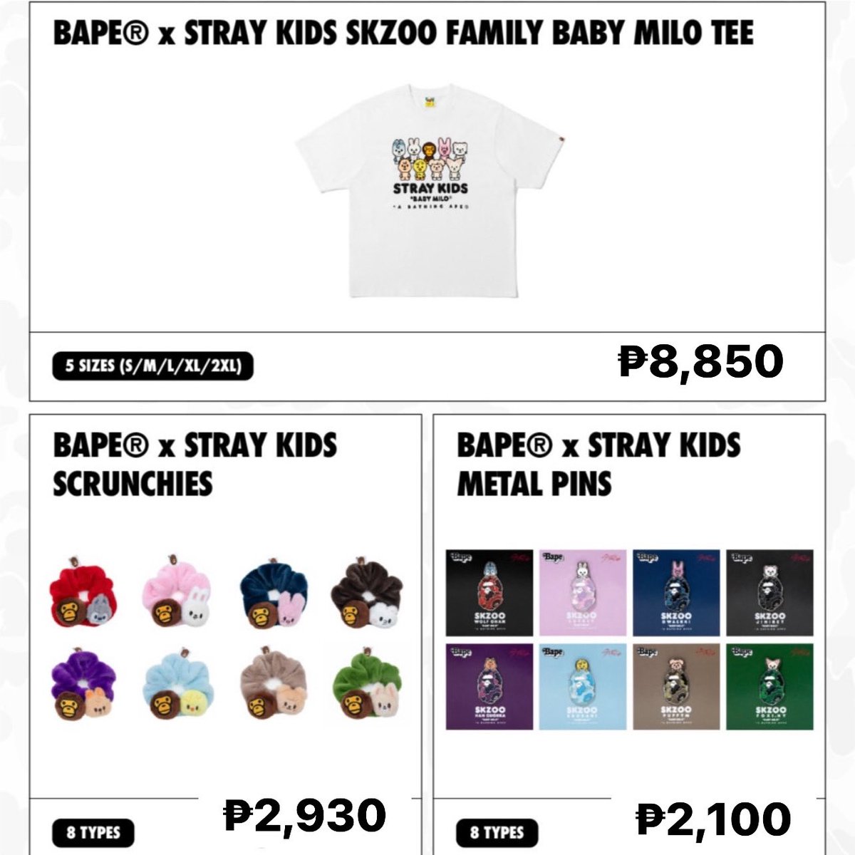 #SDPH_PREORDER

STRAY KIDS x BAPE COLLAB MERCH

Ang mahaaaaal! 😅

posted price + lsf

50% DP per item PAYO
Bal once in PH
4-6 wks ETA after ship

Reply/ DM to order