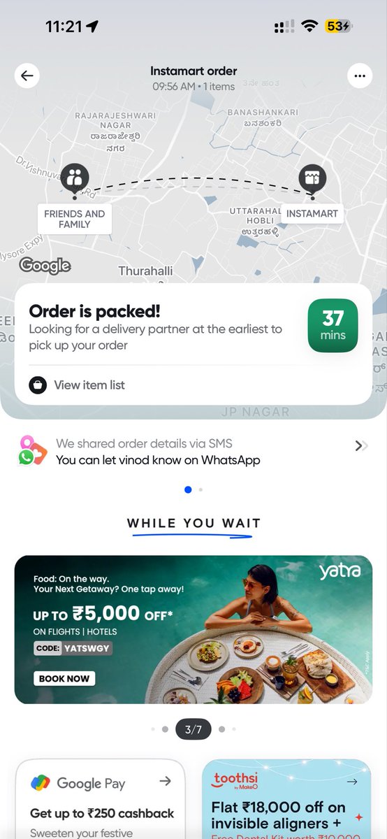 Gokul014's tweet photo. @SwiggyInstamart such an irritating company Swiggy have ordered item but more than one hour they couldn’t assign delivery partner what a pathetic service ? Till now not assigned they service is pathetic and useless https://t.co/u1ZuTWiSBd
