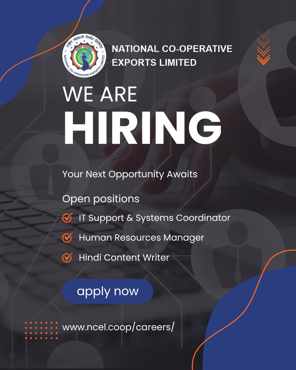 National Co-operative Exports Limited (NCEL) (@ncel_coop) on Twitter photo 🚨 Join the Cooperative Movement at NCEL 🚨
NCEL is expanding and we’re looking for passionate professionals to help us build a more inclusive, empowered, and globally connected cooperative export ecosystem. If you believe in ‘Sahkar se Samriddhi’ and want to make a real impact, 🚨 Join the Cooperative Movement at NCEL 🚨
NCEL is expanding and we’re looking for passionate professionals to help us build a more inclusive, empowered, and globally connected cooperative export ecosystem. If you believe in ‘Sahkar se Samriddhi’ and want to make a real impact,