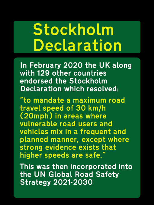 With 20mph/30kmh now recognised internationally as the right speed limit for urban/village roads  shared by all users, how much culpability for death and injury rests with those politicians and police forces unwilling to support or enforce such limits?