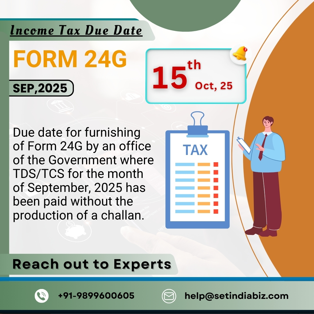 setindiabiz's tweet image. ITR Due Date Alert 🔔

Submitting Form 24G Due Date is just around the corner.

Take action now to ensure compliance.

Stay updated!

Get Help @ zurl.co/L4qNV

Join WhatsApp: zurl.co/UestD

#form24g #tdsreturn #tcsreturn #duedate #taxcompliance #setindiabiz