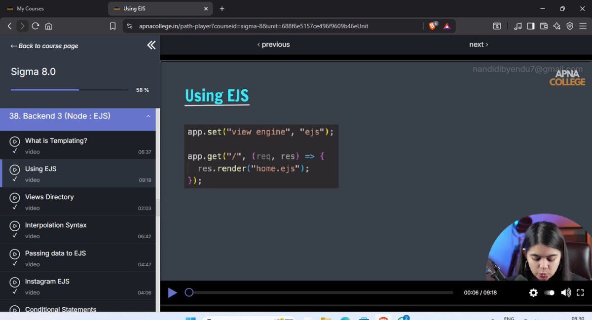 dibyendu2005's tweet image. 🧠 Day 41 of #100DaysOfCode
Today I entered the world of EJS Templating 🧩
💡 Learned about:
🪄 What templating actually is
📂 Views directory setup
🔤 Interpolation syntax in action
Dynamic pages feel so satisfying now 😍
#EJS #Nodejs #Backend #WebDev #buildinpublic