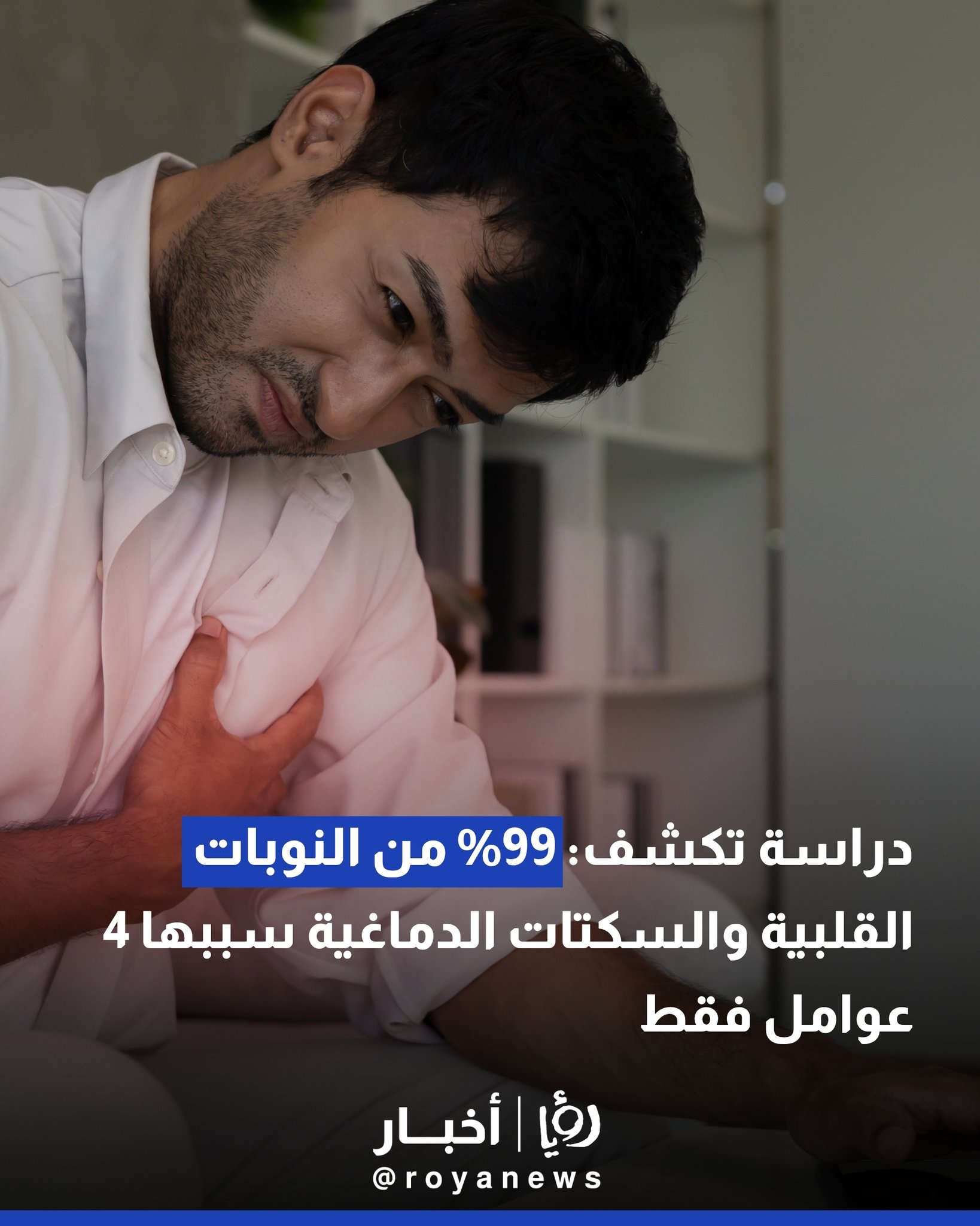دراسة تكشف: 99% من النوبات القلبية والسكتات الدماغية سببها 4 عوامل فقط 