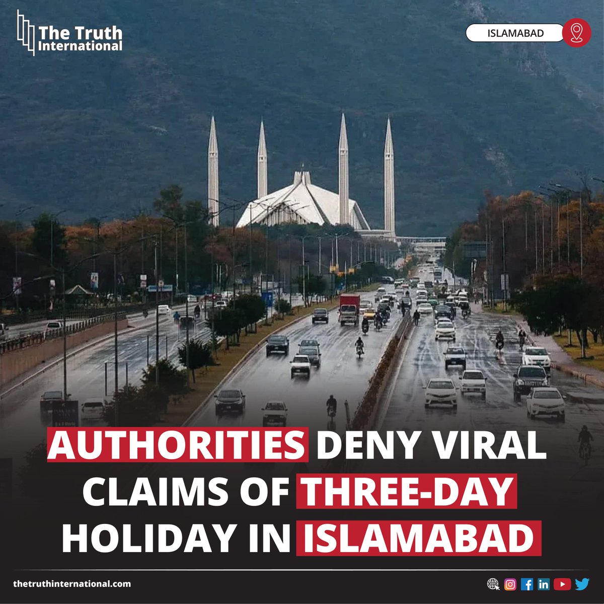 ttimagazine's tweet image. Authorities Deny Viral Claims of Three-Day Holiday in Islamabad

Read More:
thetruthinternational.com/authorities-de…

#Authorities #Deny #Viral #Claims #ThreeDay #Holiday #Islamabad #CDA #Capital #Pakistan #Protest