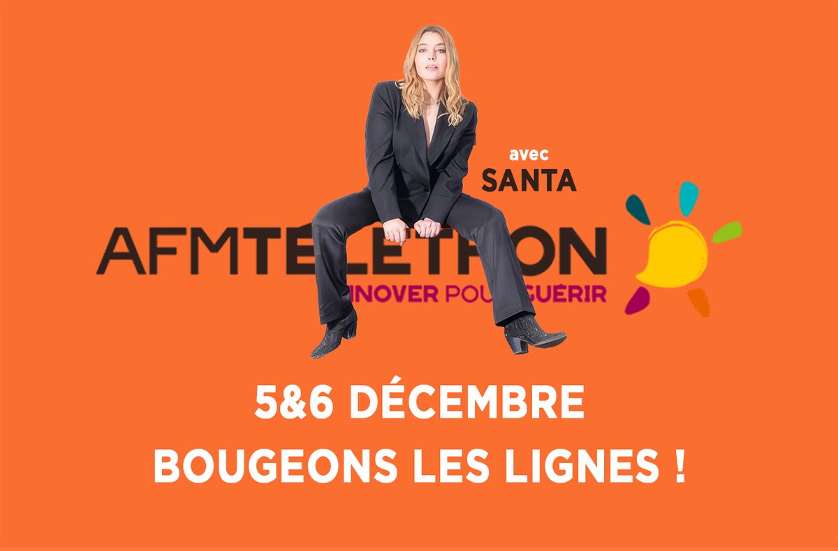 🧬 Les 5 &amp; 6 décembre, on donne tout pour le #Téléthon2025 !
 🎤Avec SANTA comme marraine, la solidarité va faire du bruit !
 🎗️Faites un don !
#MaladiesRares #SANTA #TousEngagés