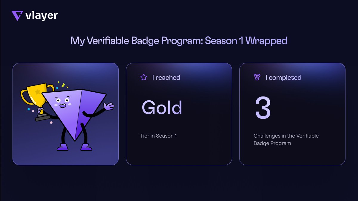 cryptomadn3s's tweet image. My Verifiable Badge Program Season 1 Wrapped is here! Powered by @vlayer_xyz