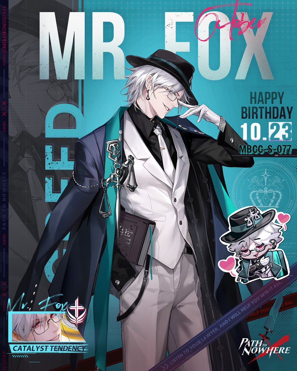 ■ MBCC Birthday Announcement
October 23 is Mr.Fox Birthday. Happy Birthday, Mr.Fox!

"Blessings, gifts, cakes... you've taken it upon yourself to arrange all of this. What are you trying to trade with me? ...Hah, just an old habit of mine