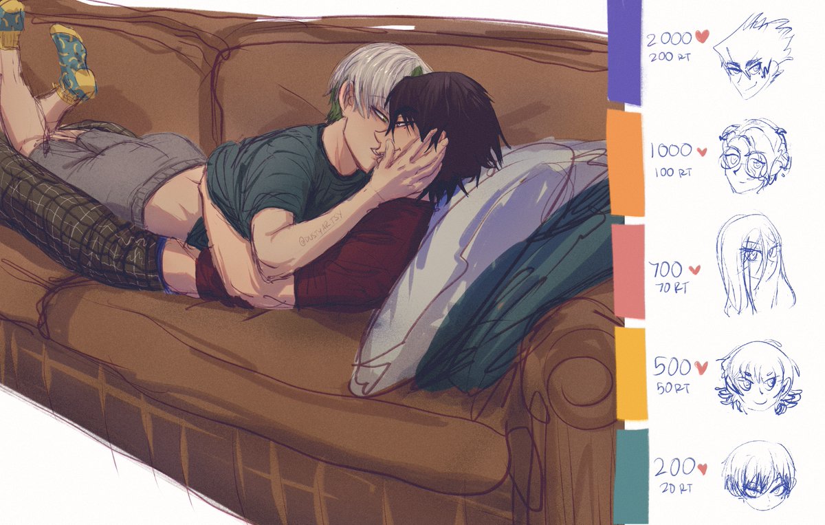 And for the grand finale, it's tabieita time! Thanks everyone for checking out my art, I had fun making Otoya kiss a bunch of boys! 🥰🥰💚💚