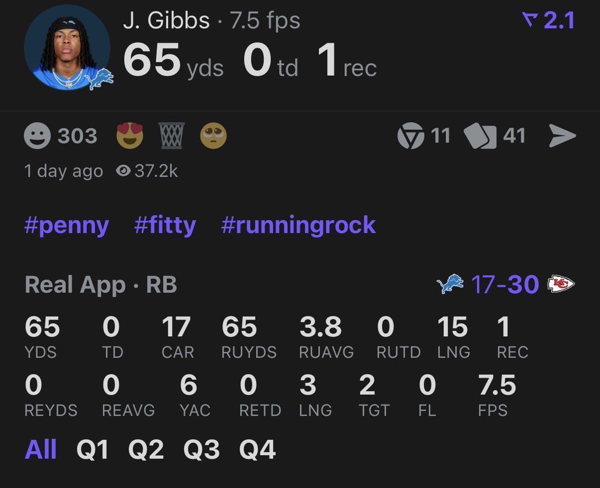 Just realized that Bijan had more yards on a single carry tn than Gibbs had on SEVENTEEN carries last night LMAOOOOOOOO