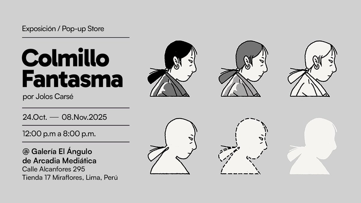 He preparado mi primera exposición y es sobre mi comic "Colmillo Fantasma". 
En la muestra exploro los procesos, bocetos, desarrollos y diseño que implementé en el transcurso de su creación. 
Desde el cómic-planner con el que inició todo hasta su nueva edición en formato regular.