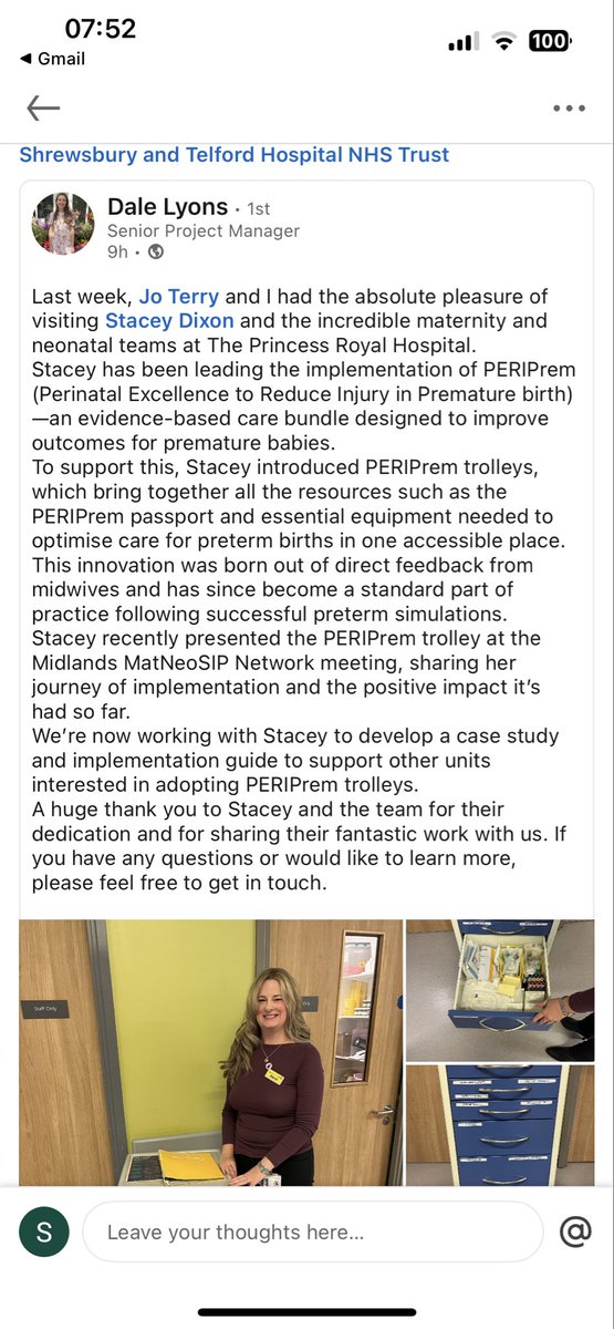 stacey701's tweet photo. I had the privilege of showing the team from @HealthInnovWM around our unit looking at our preterm trollies. I look forward to working with you in the future!! @SaTHImprovement https://t.co/4qm9Dc90Nk