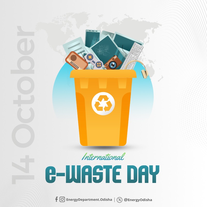 EnergyOdisha's tweet image. E-waste is the fastest-growing waste stream, but also a valuable resource when recycled responsibly. The Energy Department urges everyone to dispose of electronic waste through authorized channels and support a cleaner, greener future.
#EwasteDay #SustainableOdisha #GreenEnergy