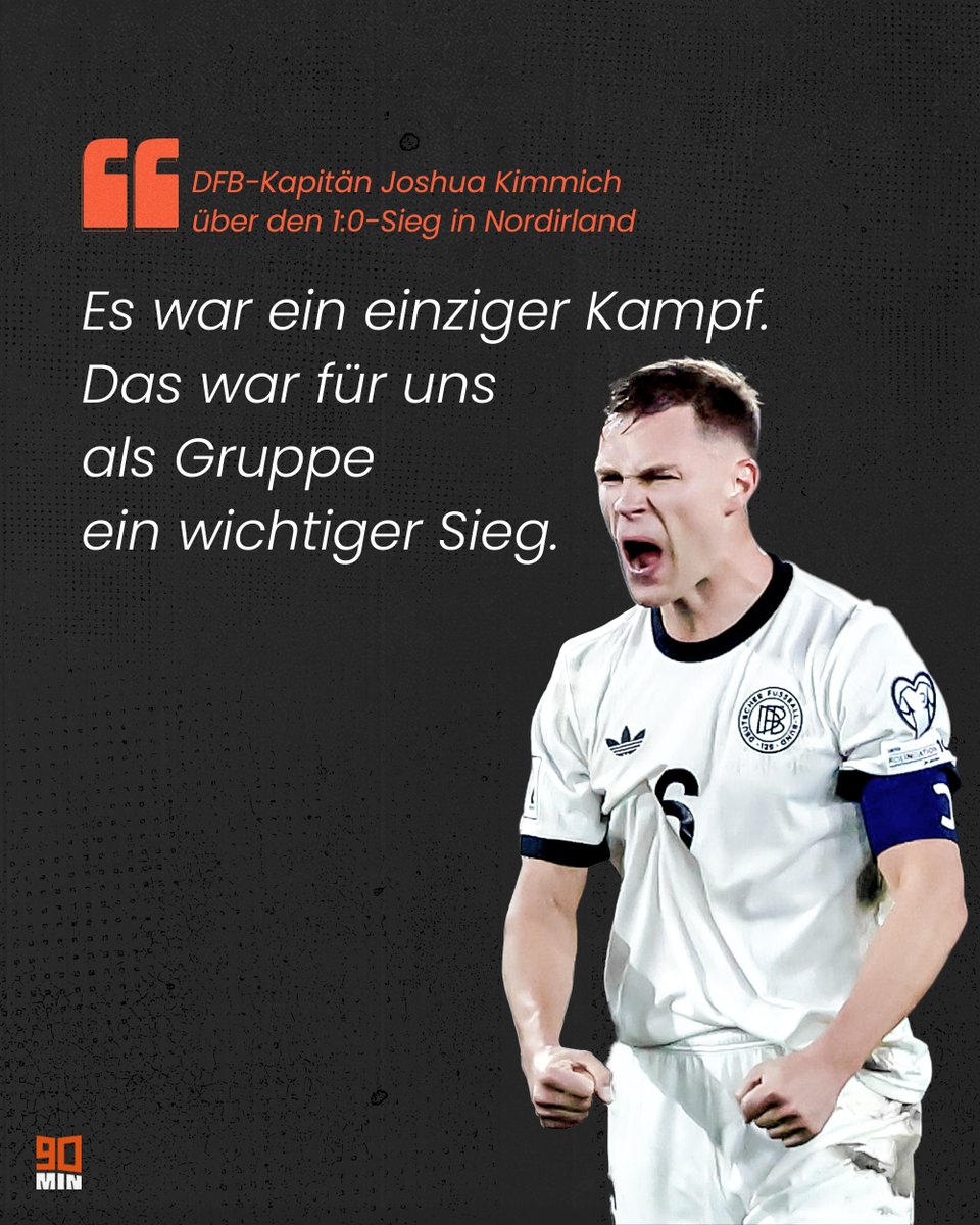Deutschland erkämpft sich einen wichtigen 1:0-Sieg im Hexenkessel von Belfast. Erstmals seit Oktober 2021 bleibt das DFB-Team auswärts ohne Gegentreffer.

📊 Vor den letzten beiden Quali-Spielen im November steht Deutschland punktgleich mit der Slowakei auf Platz 1.