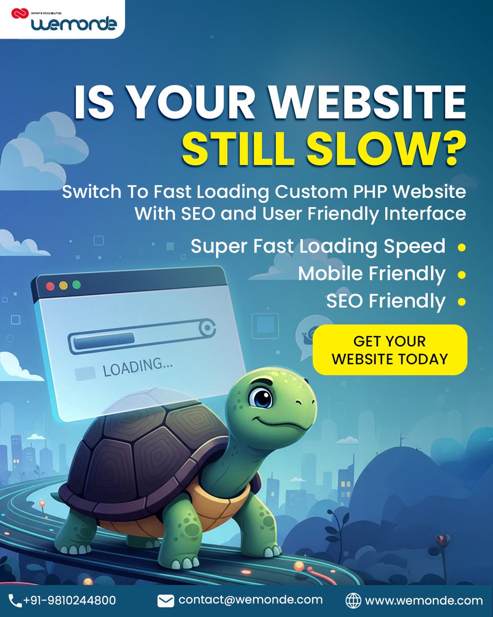 Facing issues of slow websites? No need now; get our fast, efficient, creative and unique website development like never before.

Contact:-
Call- +91- 98102 44800
Visit- wemonde.com
.
.
.
.
#websitedevelopment #web #wordpress #shopify #ecommerce #majento #wix