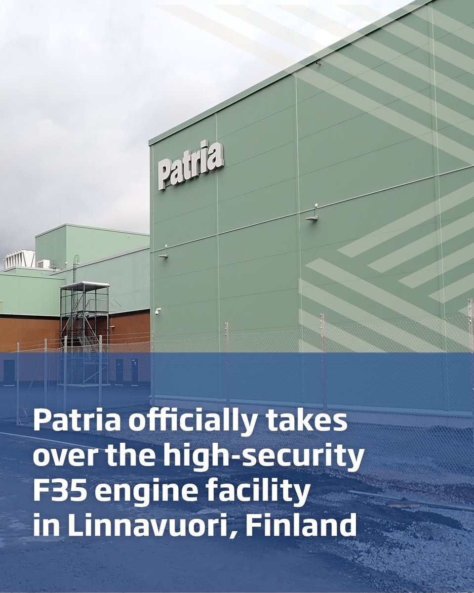group_patria's tweet image. Patria officially takes ownership of the new F-35 engine facility in Linnavuori, Nokia! 🤝

This critical step secures Finland&apos;s domestic security of supply for the F-35 programme. Patria is now ready for F135 engine assembly and full lifecycle MRO&amp;amp;U.

🔗: bit.ly/47tVDFp