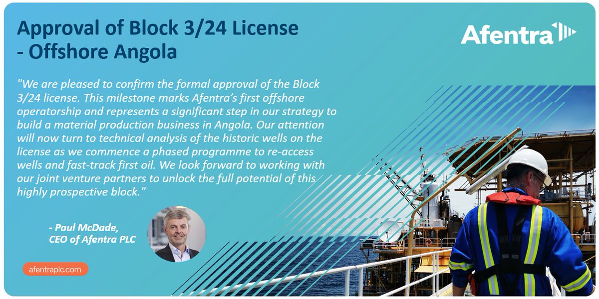 <a href="/AfentraPLC/">Afentra</a> announces that the Risk Service Contract for offshore Block 3/24 has been formally approved by Presidential Decree.

Read the full RNS here: polaris.brighterir.com/public/afentra…

#AET #Angola