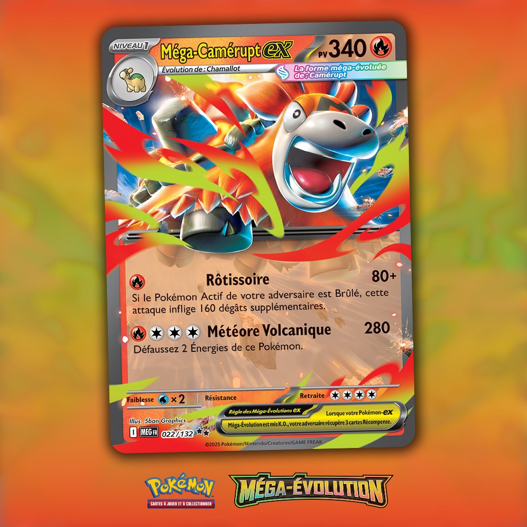 Ça va chauffer... Rôtissoire de Méga-Camérupt-ex est une attaque qui va mettre le feu. 🔥👀