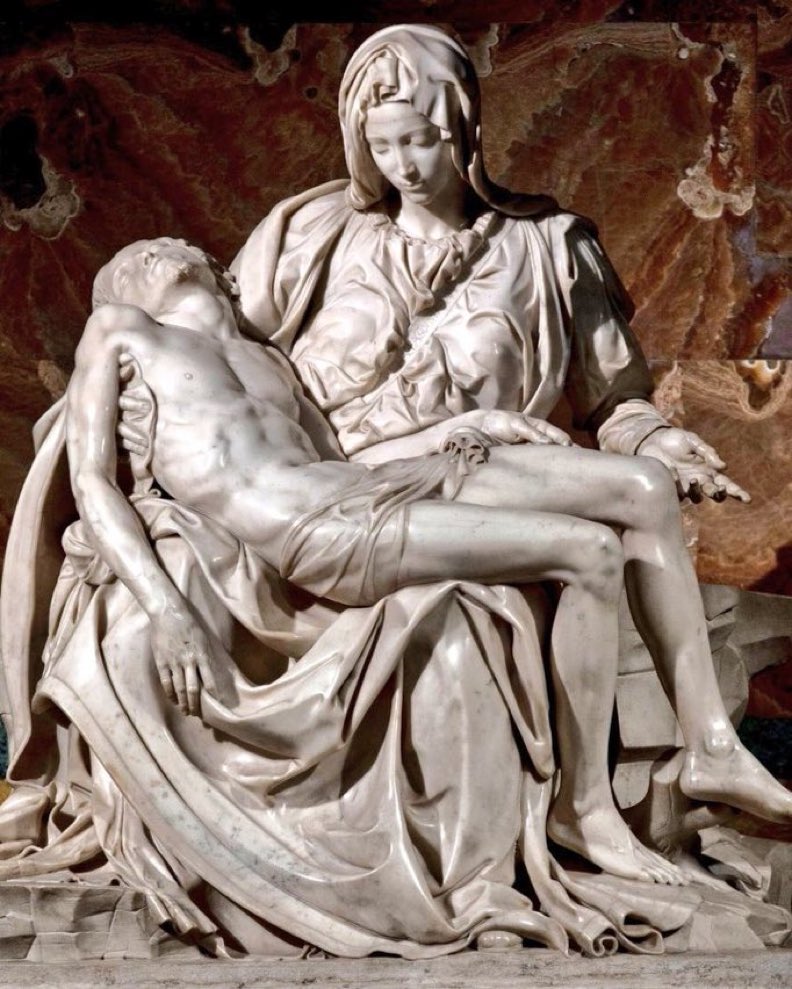 La Piedad de Miguel Ángel.

Cuando el mármol se convierte en carne: