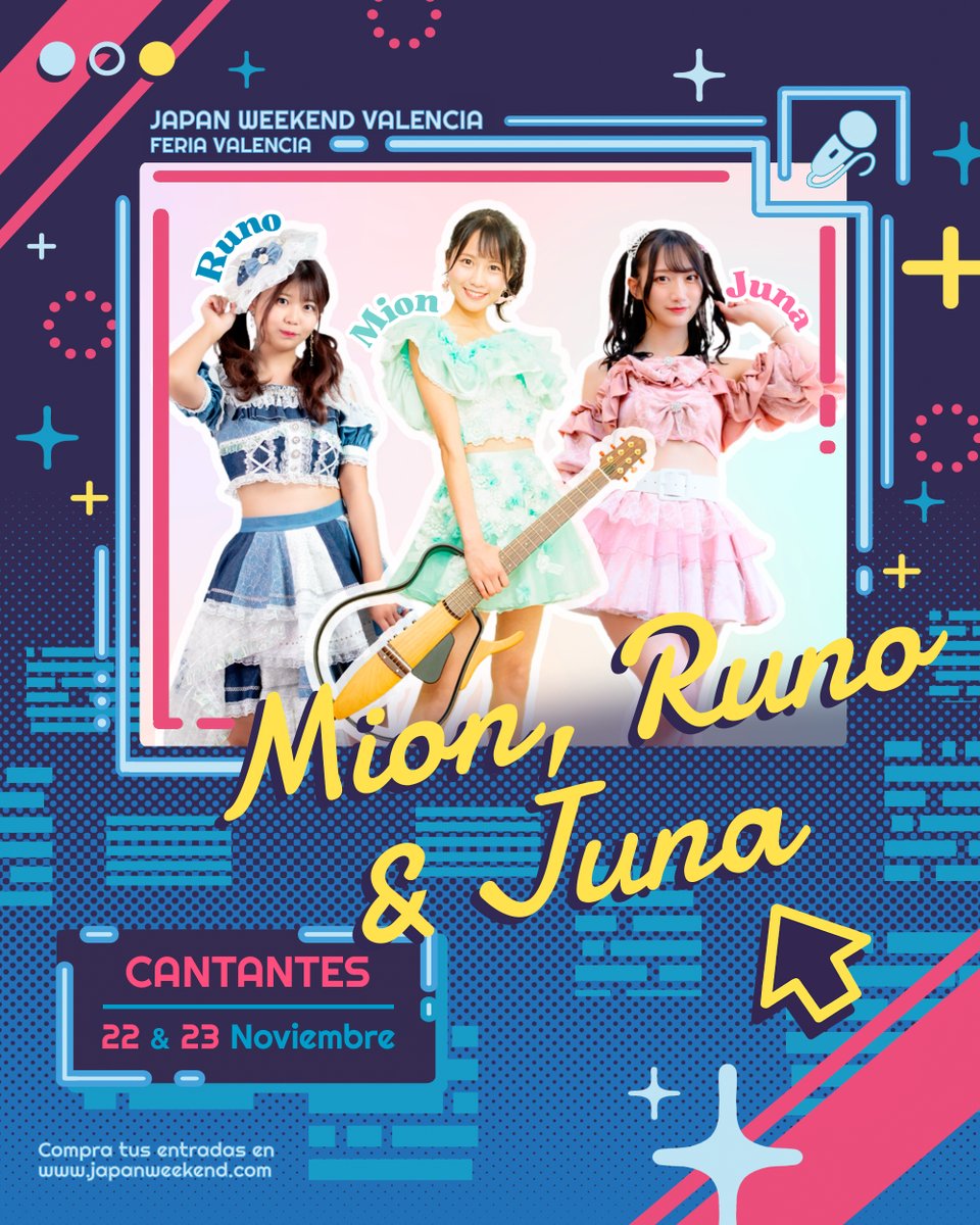 💥 𝐌𝐈𝐎𝐍, 𝐑𝐮𝐧𝐨 𝐓𝐚𝐮𝐜𝐡𝐢 y 𝐉𝐮𝐧𝐚 𝐒𝐡𝐢𝐧𝐧𝐨 en CONCIERTO en #JapanWeekendValencia. 🎤🎶

¡Ven a conocer a <a href="/MION_official/">MION🇬🇧Singer Songwriter</a>, <a href="/rupanyopa/">田内 瑠乃🛁🫧</a> y <a href="/juna_shinno/">信野樹奈🥨Teamくれれっ娘！</a> en Japan Weekend Valencia los días 𝟐𝟐 𝐲 𝟐𝟑 𝐝𝐞 𝐧𝐨𝐯𝐢𝐞𝐦𝐛𝐫𝐞! Darán 𝐮𝐧 𝐜𝐨𝐧𝐜𝐢𝐞𝐫𝐭𝐨 𝐜𝐚𝐝𝐚