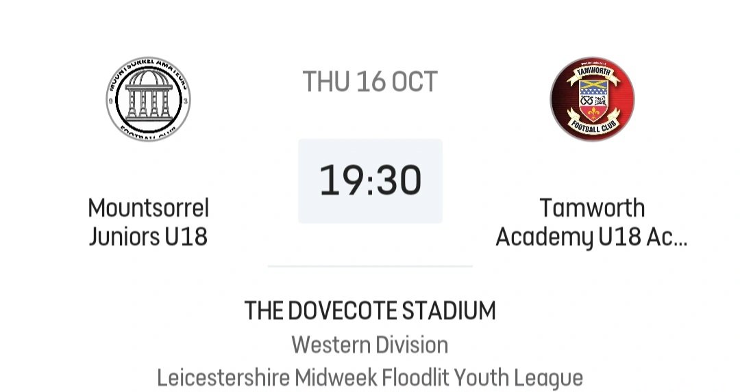 Mountsorrel Amateurs FC (@mountsorrelafc) on Twitter photo U18S
7:30 PM K.O. AT <a href="/ShepshedDynamo/">Shepshed Dynamo FC</a>
BAR OPEN FROM K.O🍺
FOOD AVAILABLE 🍔
CASH & CARD ACCEPTED U18S
7:30 PM K.O. AT <a href="/ShepshedDynamo/">Shepshed Dynamo FC</a>
BAR OPEN FROM K.O🍺
FOOD AVAILABLE 🍔
CASH & CARD ACCEPTED
