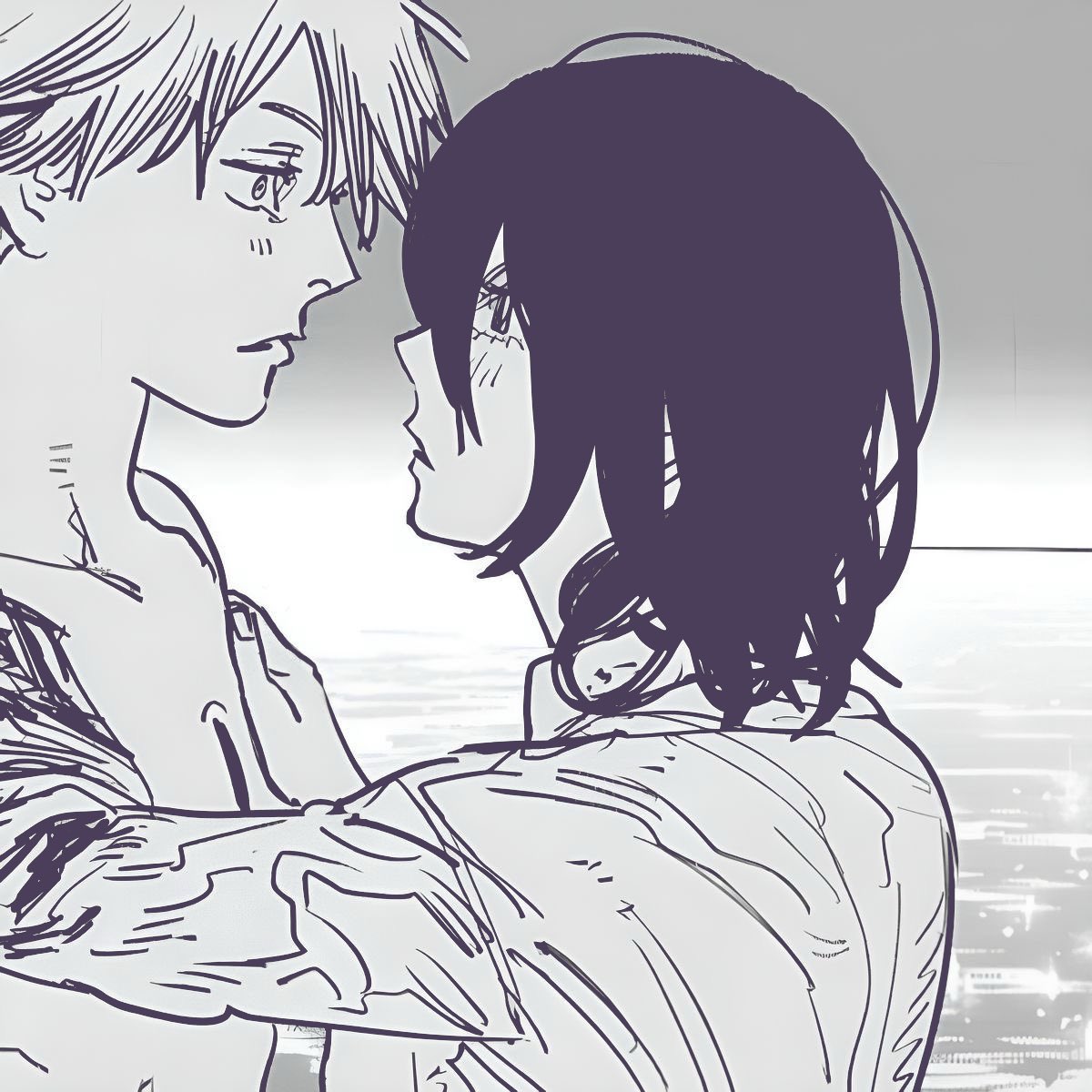 &gt; she grins sweetly, her emeralds 
   glancing at him softly, her hand
   brushing against his cheek .

  ゛yes denji — kun, you do . . ゛.