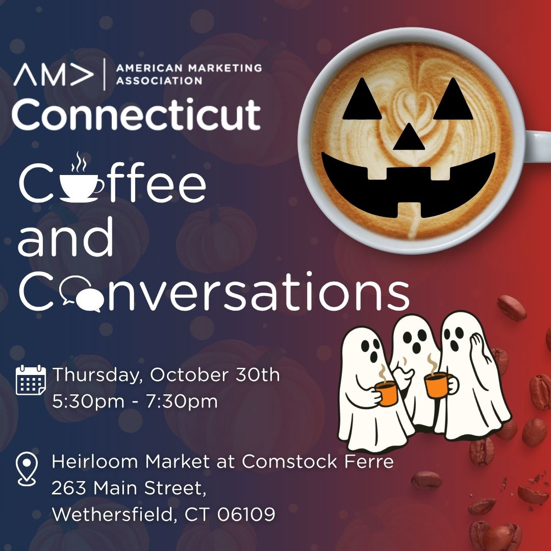🎃 AMA-CT’s Coffee &amp; Conversations gets a Halloween twist!

📅 Oct 30 | 5:30–7:30 PM
📍 Heirloom Market, Wethersfield
☕ Networking + Group discussions
🎟️ Free for members | $10 nonmembers
No tricks, great marketing talk!

👉 RSVP: zurl.co/E1DEd 
#AMACT #heirloommkt