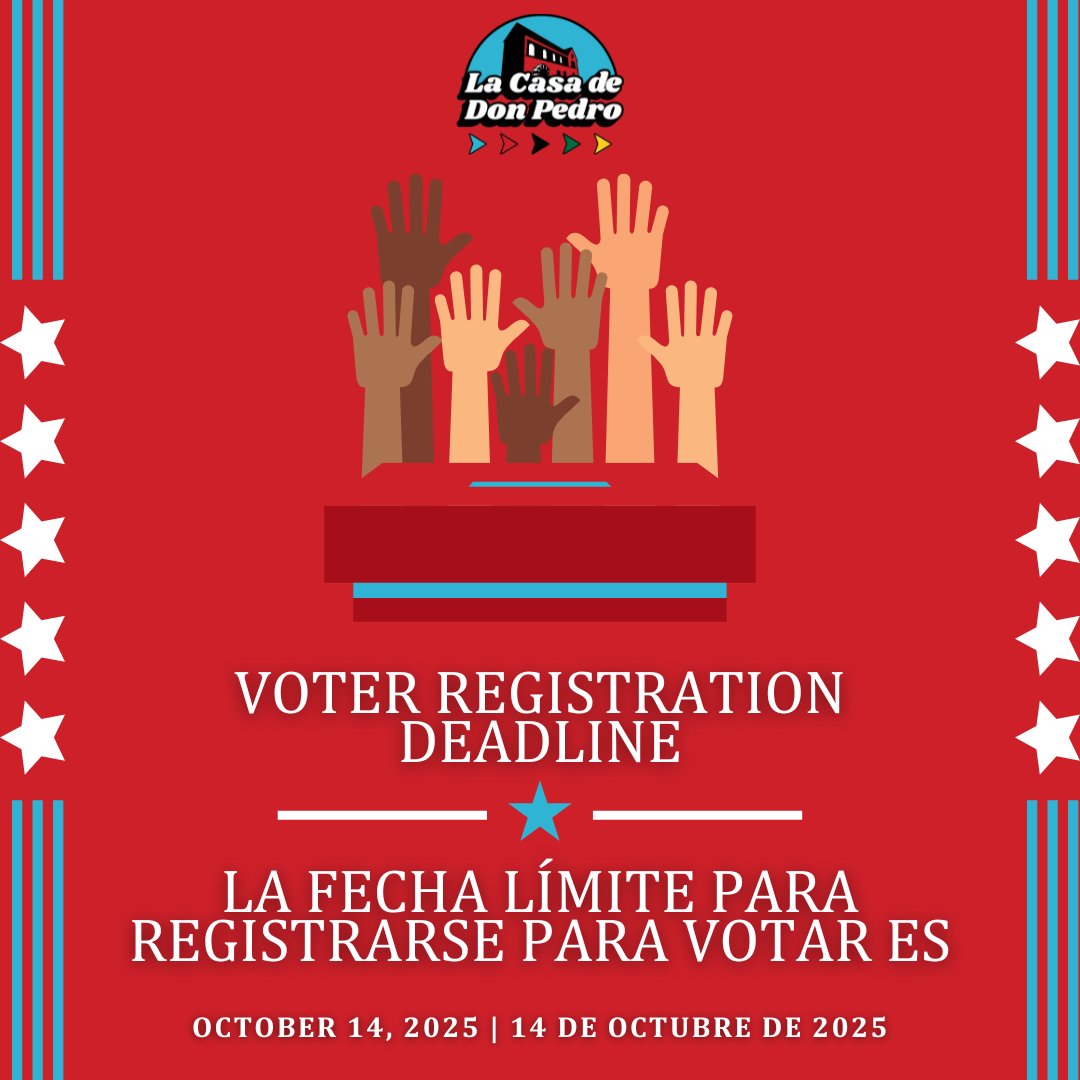 October 14 is the LAST day to register to vote in NJ for this year’s election. Make sure your voice is heard on November 4.

Register online or submit your paper application by today: nj.gov/state/election…

Every vote matters. Let’s make change happen.

#LaCasaDeDonPedro