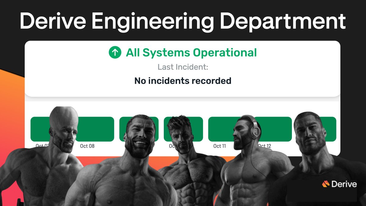 DeriveXYZ's tweet image. Credit to our engineers and all the other onchain builders.
The decentralised architecture ran seamlessly on October 10; zero downtime, continuous settlement and full transparency end to end.
