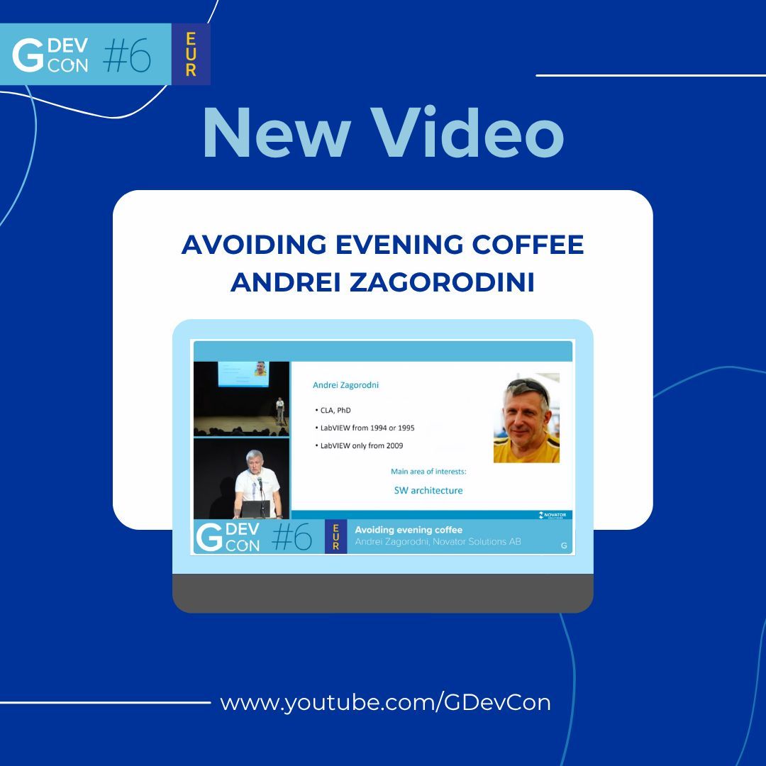 🎥 Now on #GDevCon YouTube: Andrei Zagorodni. In this insightful session Andrei dives into smart parallelisation in #LabVIEW - not the usual parallel loops but short-lived asynchronous runs that interact over time to make systems start up &amp; shut down fast. bit.ly/G6AndreiZ