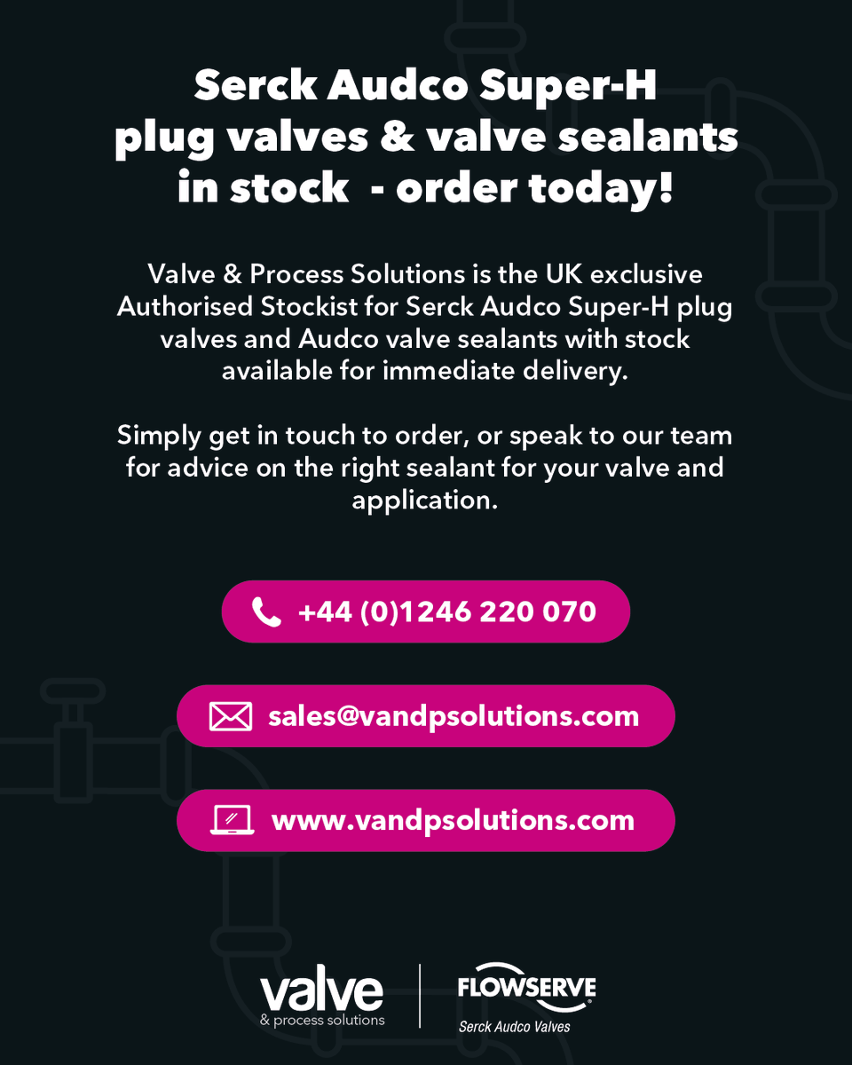 ValvePS's tweet image. These are just some of the many features and benefits of the Serck Audco Super-H plug valves now available at VPS.

We have stock here in our UK warehouse ready for immediate dispatch. 📦 Call 01246 220 070 or email sales@vandpsolutions.com

#SerckAudco #Flowserve #PlugValves
