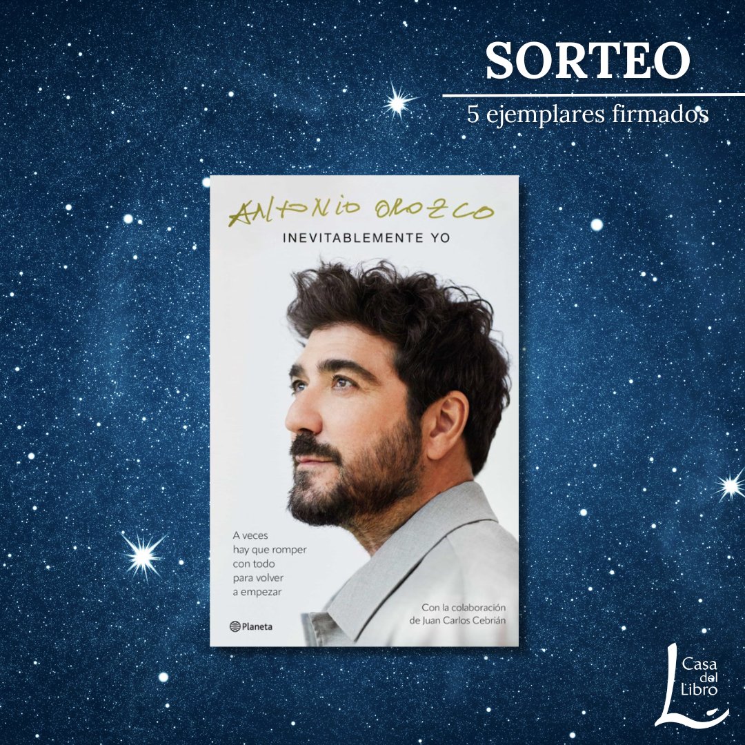 ✨SORTEO✨

Si eres fan de Antonio Orozco este sorteo es para ti. Participa y llévate un ejemplar firmado de "Inevitablemente yo".

✅ Síguenos <a href="/casadellibro/">Casa del Libro</a>
❤️ Dale like
💬 Dinos el título de una de sus canciones
🔁 Haz RT

BBLL:  ow.ly/xqzq50XaUwZ
Ganadores 22/10